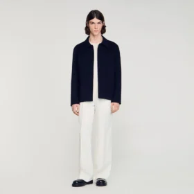 Wolljacke mit normalem Kragen