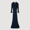 Zweifarbiges Midi-Strickkleid