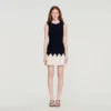 Zweifarbiges Mini-Strickkleid