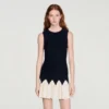Zweifarbiges Mini-Strickkleid