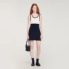 Zweifarbiges Strick-Minikleid