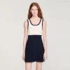 Zweifarbiges Strick-Minikleid